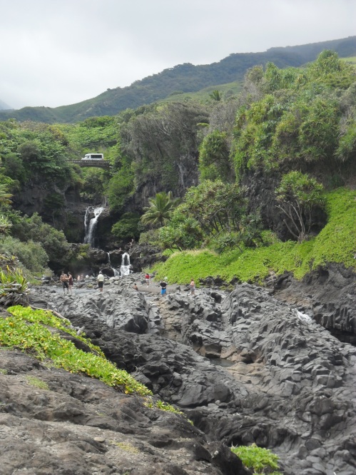 ʻOheʻo Gulch, looking mauka from the edge of the sea.